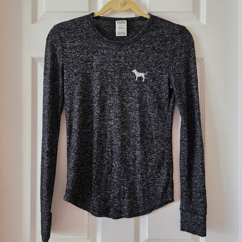 Victoria's Secret PINK Cozy Heathered Gray Long Sleeve Sleep Tee Size XS